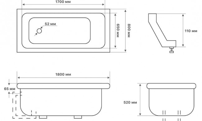 Ванна чугунная Puscho Liga 180*80