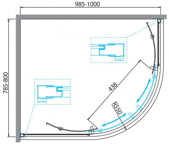 Душевой уголок BelBagno DUE-RH-2 100*80 прозрачное