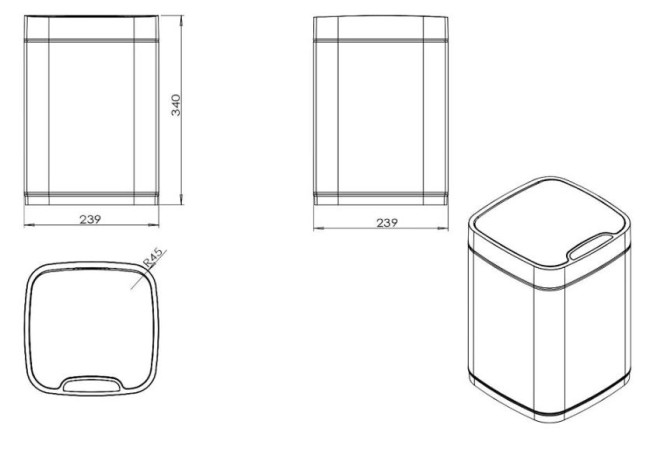 Ведро для мусора JAVA S-883B-9O 9 литров сенсорное
