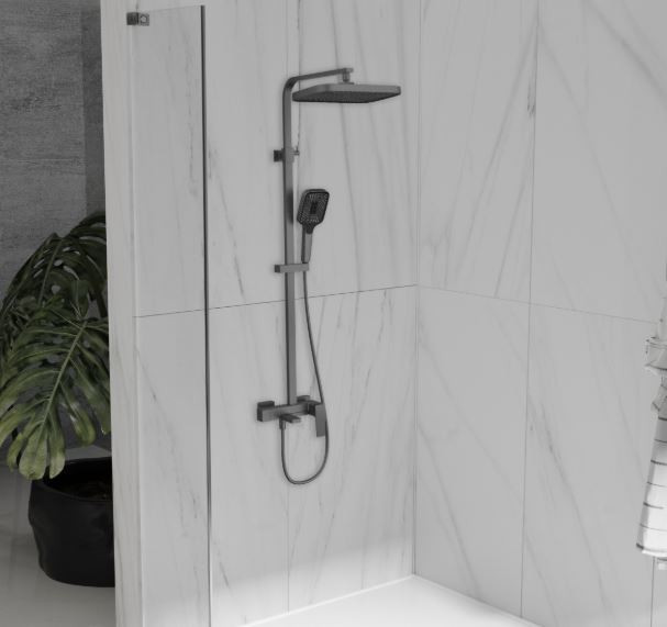 Душевая система Vincea Cube VSFS-4C12GM вороненая сталь