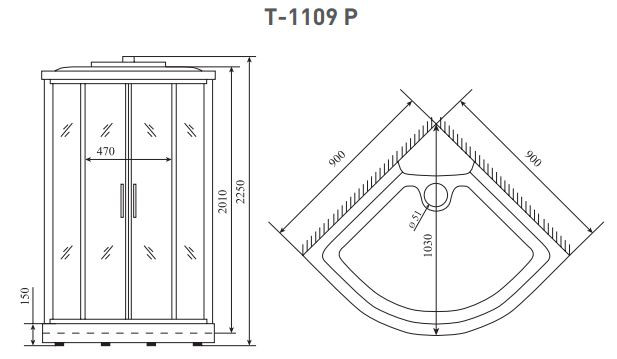 Душевая кабина Timo Standart T-1109 P 90*90