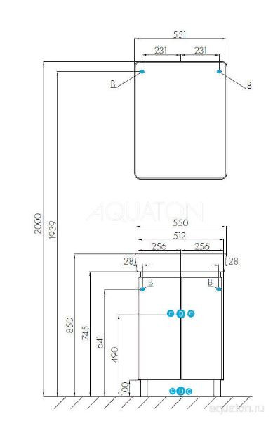 Тумба под раковину Акватон Скай PRO 50 1A238001SY010 белая глянец