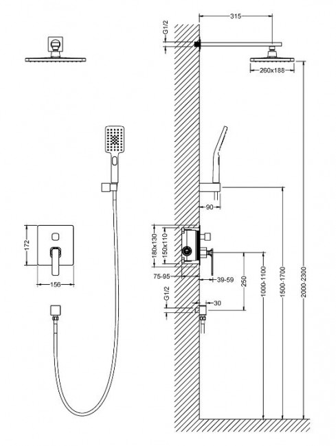 Душевая система Timo Torne SX-4319/03SM черный матовый