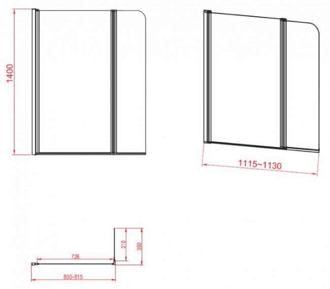 Шторка для ванны Cersanit Easy 115 PN-EASY*115