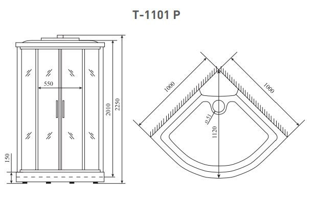 Душевая кабина Timo Standart T-1101 P 100*100