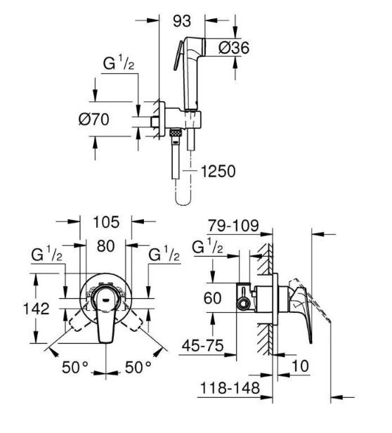 Комплект гигиенического душа Grohe BauFlow 29328000