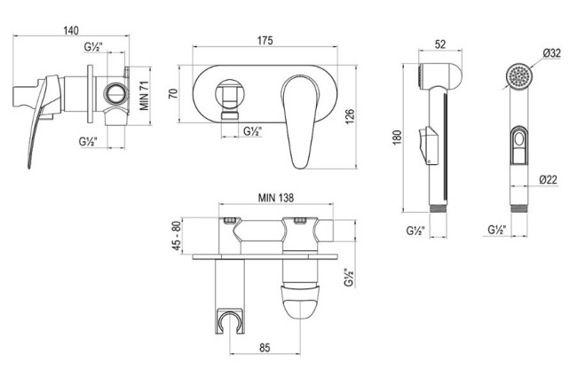 Комплект гигиенического душа Lemark Linara LM0419C хром
