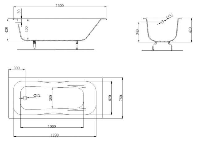 Ванна чугунная OWL Bjorn 150*75 OWLIB191104
