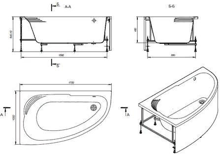 Ванна акриловая Roca Merida 170*100 ZRU9302992 левая