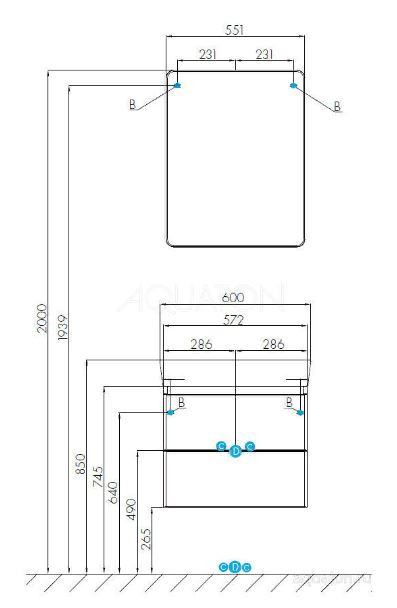 Тумба под раковину Акватон Скай PRO 60 1A238201SY010 белая глянец