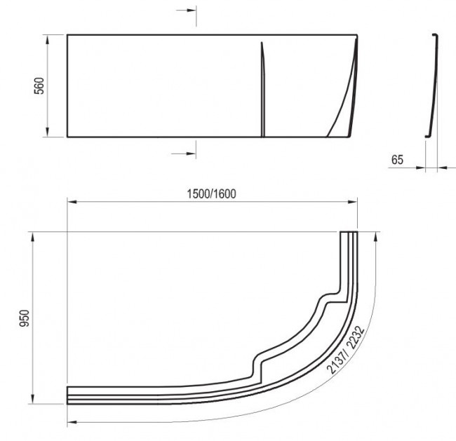 Передняя панель Ravak Rosa 95 160 CZ57100A00 левая
