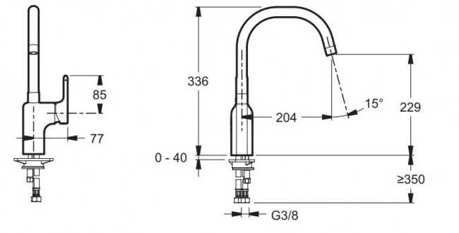 Смеситель Jacob Delafon Singulier E10877-CP для кухни