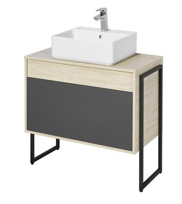 Тумба под раковину Акватон Лофт Урбан 80 1A247601LQX60 серый графит дуб орегон