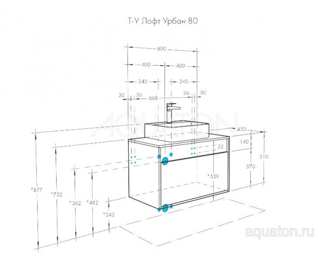 Тумба под раковину Акватон Лофт Урбан 80 1A247601LQX60 серый графит дуб орегон