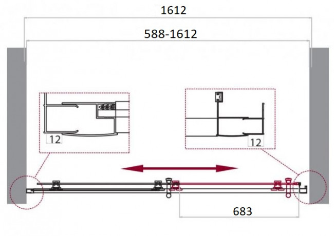 Душевая дверь BelBagno UNO-195-BF-1-160-C-Cr прозрачное