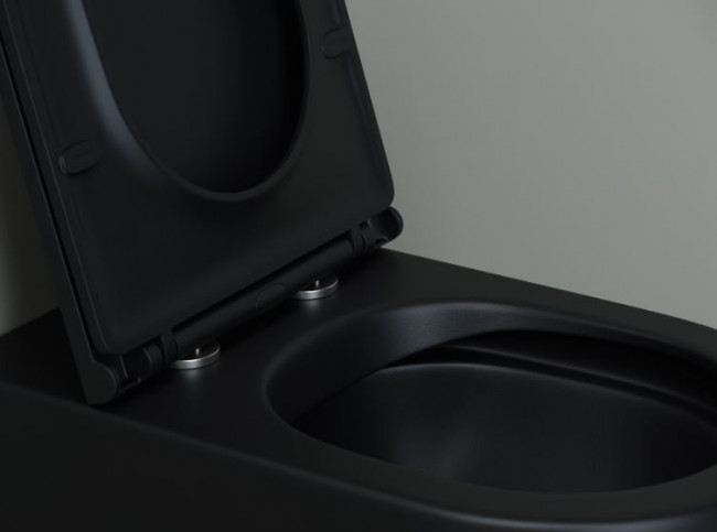 Унитаз приставной Ceramica Nova Metropol Rimless CN4004MB безободковый с микролифтом черный матовый