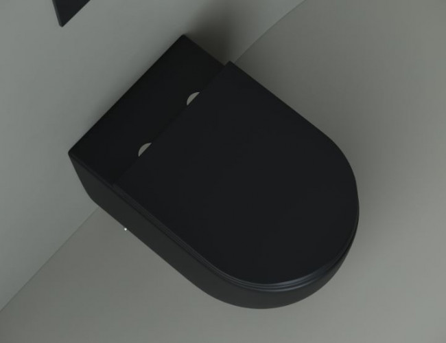 Унитаз приставной Ceramica Nova Metropol Rimless CN4004MB безободковый с микролифтом черный матовый