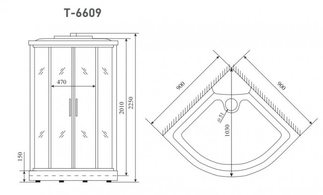 Душевая кабина Timo Standart T-6609 Silver 90*90