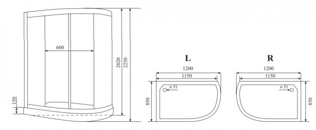 Душевая кабина Timo Standart T-1102 R 120*85 правая