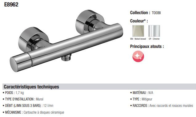 Смеситель Jacob Delafon Toobi E8962-CP для душа