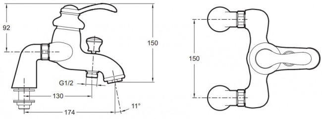 Смеситель Jacob Delafon Fairfax E71091-CP для ванны