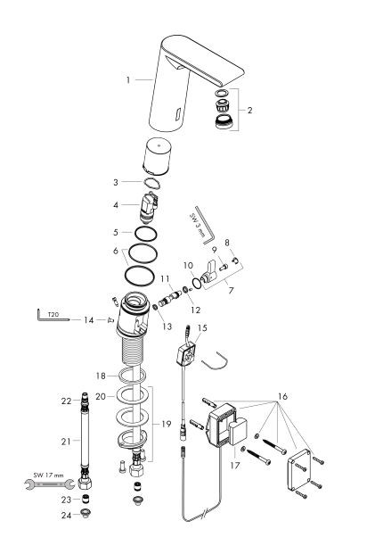 Смеситель Hansgrohe Metris S 31100000 для раковины электронный