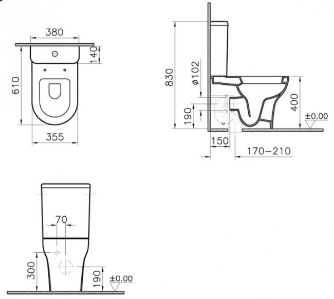 Унитаз-компакт Vitra Zentrum 9012B003-7226 с функцией биде и микролифтом