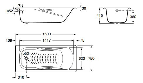 Ванна стальная Roca Princess-N 160*75 2203E0000