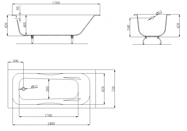 Ванна чугунная OWL Bjorn 170*75 OWLIB191108