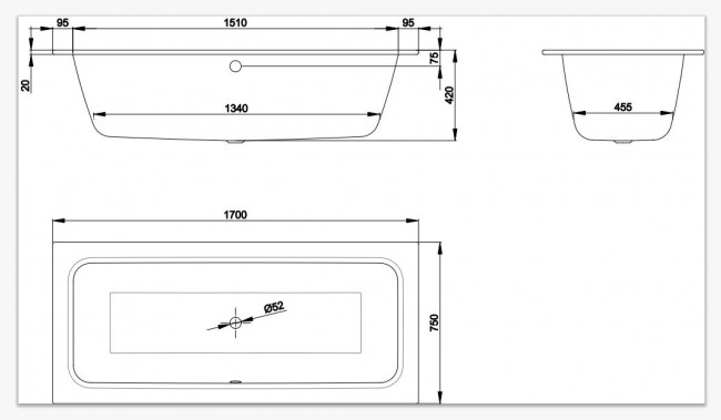 Ванна стальная Bette BetteOne 170*75 3312-000