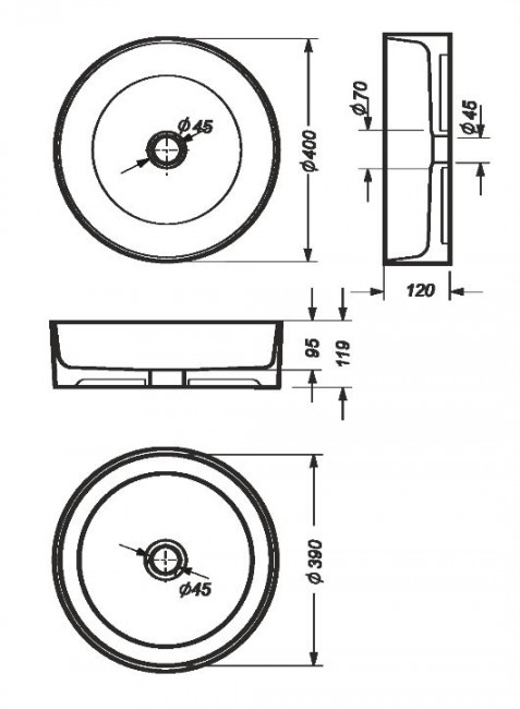 Раковина Sanita Luxe Best Slim BST40SLWB01S накладная