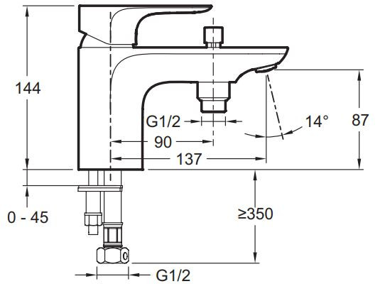 Смеситель Jacob Delafon Aleo E72284-CP для ванны