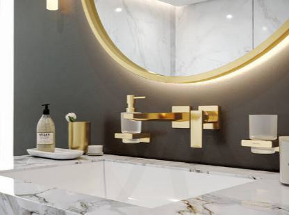 Смеситель Hansgrohe Metropol 32526990 для раковины настенный полированное золото