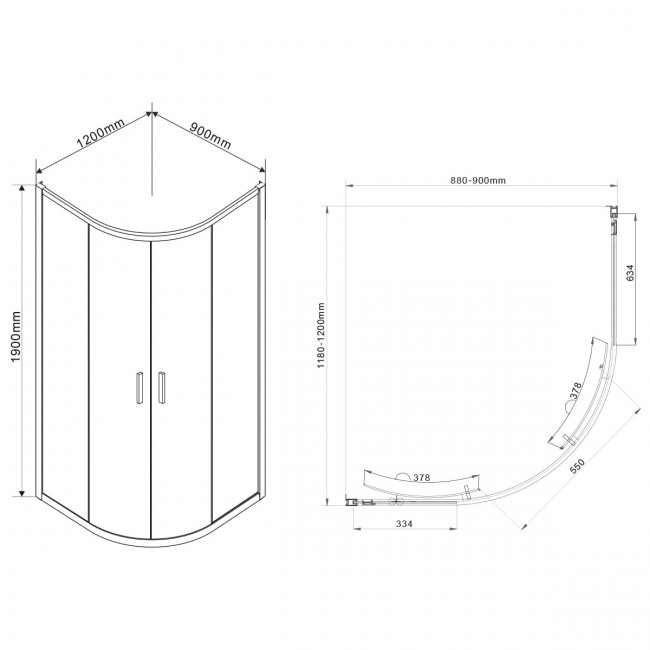 Душевой уголок Vincea Garda 120*90 VSJ-1G129CL прозрачное