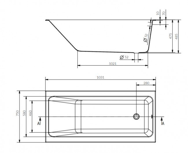 Ванна акриловая Cersanit Crea 150*75 WP-CREA*150 встраиваемая