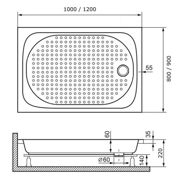 Душевой поддон прямоугольный RGW LUX/TN 800x1200 16180282-21
