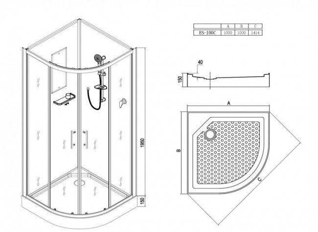 Душевая кабина Esbano ES-100C 100*100