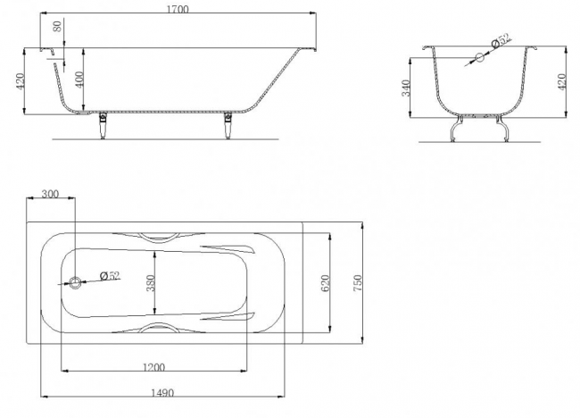 Ванна чугунная OWL Bjorn 170*75 OWLIB191107