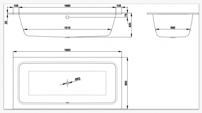Ванна стальная Bette BetteOne 190*90 3314-000