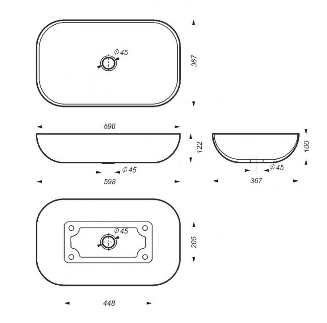 Раковина Sanita Luxe Infinity 60 INFSLWB01 накладная