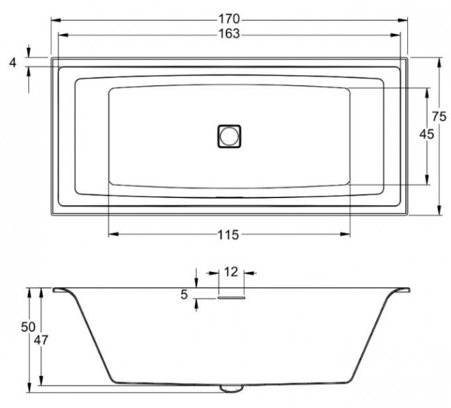 Ванна акриловая Riho Still Square 170*75 B100004005 с функцией Riho Led слева