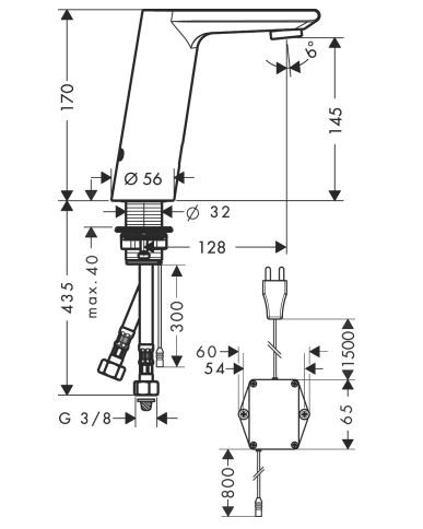 Смеситель Hansgrohe Metris S 31103000 для раковины электронный