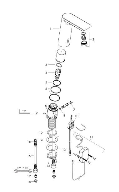 Смеситель Hansgrohe Metris S 31103000 для раковины электронный