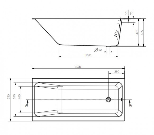 Ванна акриловая Cersanit Crea 160*75 WP-CREA*160 встраиваемая