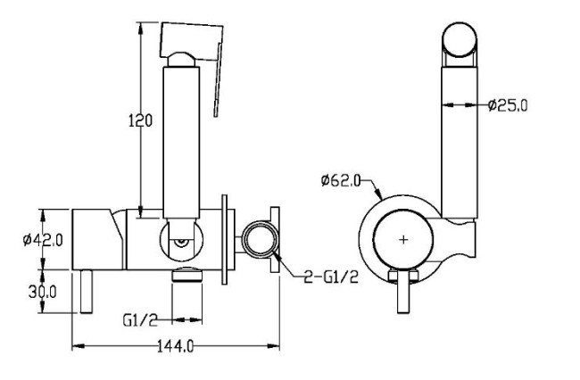 Комплект гигиенического душа Boheme Uno 467-MW белый матовый