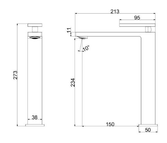 Смеситель Vincea Dice VBF-2DS2MB для раковины высокий черный матовый