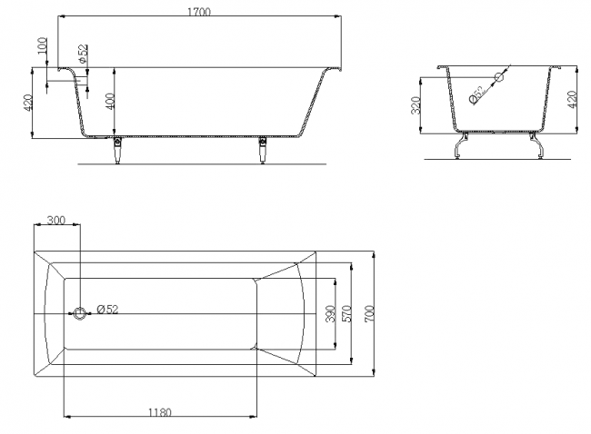 Ванна чугунная OWL Konung 170*70 OWLIB191113