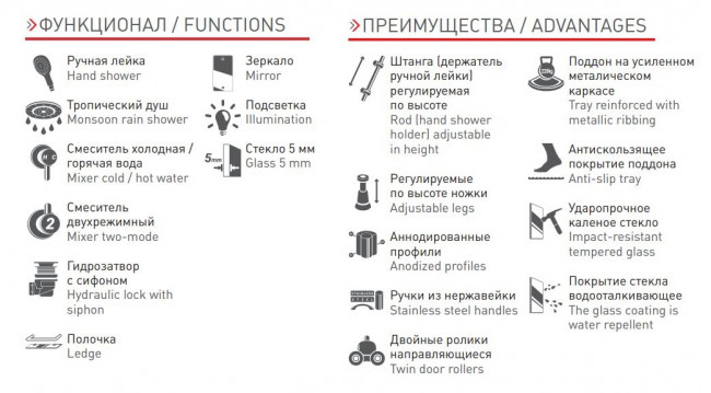 Душевая кабина Timo Standart T-6601 Silver 100*100