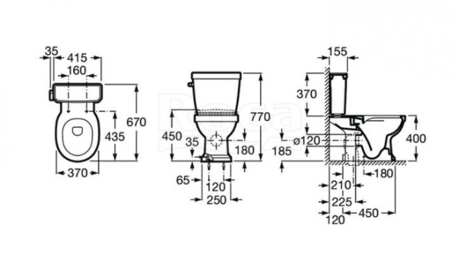 Унитаз Roca Carmen 3420A7560 напольный с бачком 3410A1560 черный без сиденья