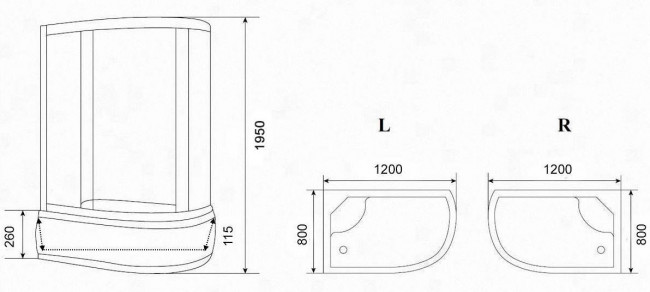 Душевой уголок Parly ZFM1201L 120*80 левый